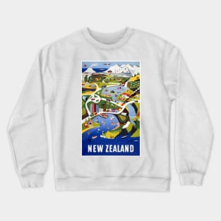 Vintage Travel Poster New Zealand Crewneck Sweatshirt